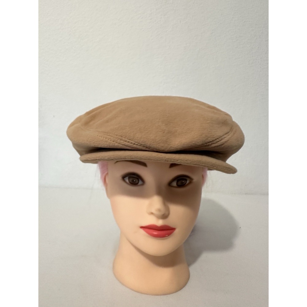 Vintage Stetson Newsboy Hat‎ Camel Color Lined Cabby Cap Sz M Snap Brim 21.5"